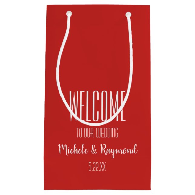 Petit Sac Cadeau Bienvenue à notre Mariage RED Cadeaux SMALL (Devant)