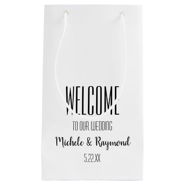 Petit Sac Cadeau Bienvenue à notre Mariage White Cadeaux SMALL (Devant)