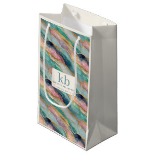 Petit Sac Cadeau Bijoux de logo de marque à motif d'agate géode 