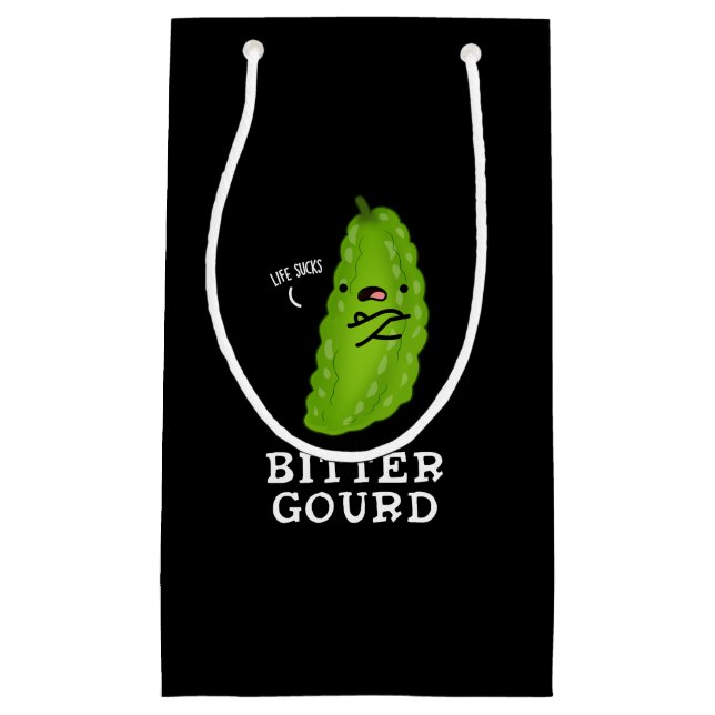 Petit Sac Cadeau Bitter Gourd Funny Veggie Pun Dark BG (Devant)