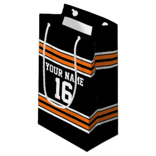 Petit Sac Cadeau Black avec Orange White Stripes Team Jersey