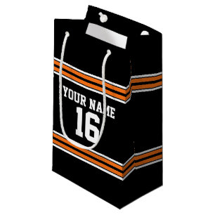 Petit Sac Cadeau Black avec Orange White Strips Team Jersey