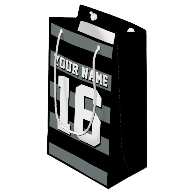 Petit Sac Cadeau Black Charcoal Team Jersey Preppy Stripe (Devant Angle)