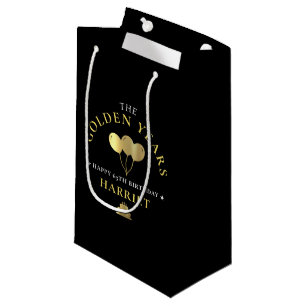 Petit Sac Cadeau Black & Gold Golden Years 65e fête d'anniversaire