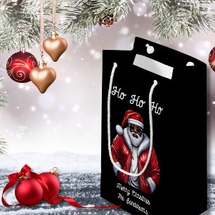 Petit Sac Cadeau Black Père Noël moderne Cool afro-américain Noël