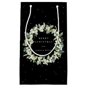 Petit Sac Cadeau Black Snowberry+Eucalyptus Noël/Fête