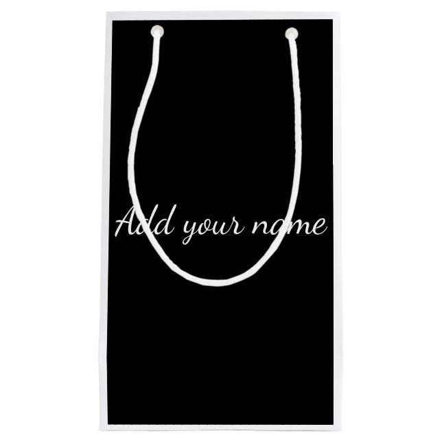 Petit Sac Cadeau Black solid add name text here throw pillo (Devant)