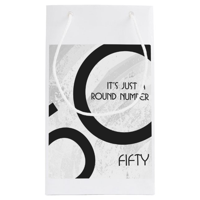 Petit Sac Cadeau Blanc 50 Décennie Anniversaire (Dos)