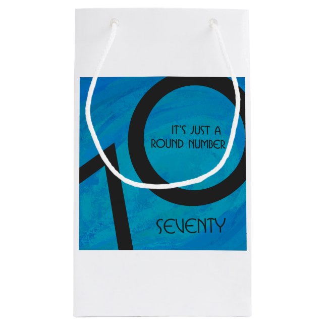 Petit Sac Cadeau Bleu 70 Décennie Anniversaire (Dos)