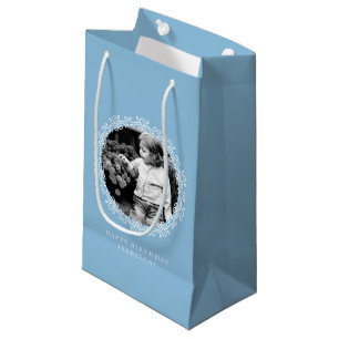 Petit Sac Cadeau Bleu clair Fancy Flèches personnalisées Cadre phot