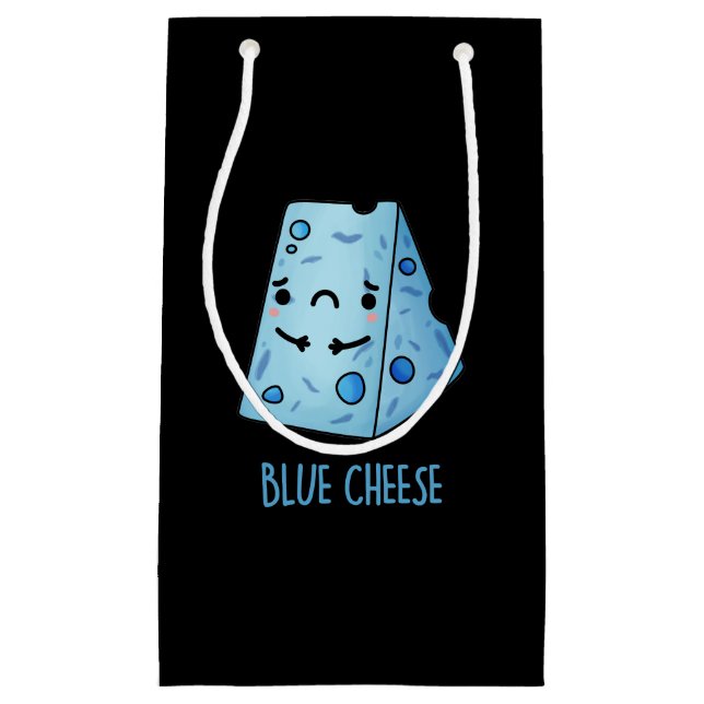 Petit Sac Cadeau Bleu Fromage drôle Pun triste BG foncé (Devant)