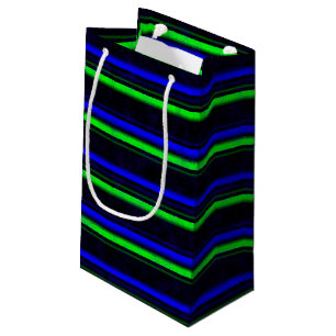 Petit Sac Cadeau Bleu Noir Grandes Vertes