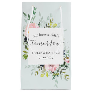 Petit Sac Cadeau Bleu Rose Floral Pour Toujours Répétition Demain