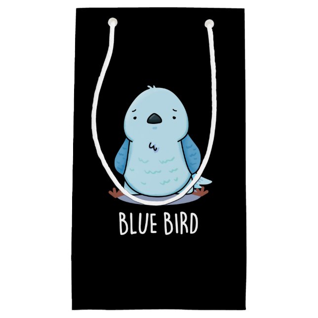Petit Sac Cadeau Blue Bird Funny Animal Pun Dark BG (Devant)
