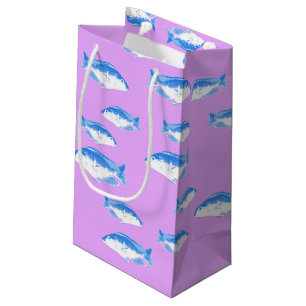 Petit Sac Cadeau Blue fish on lilac