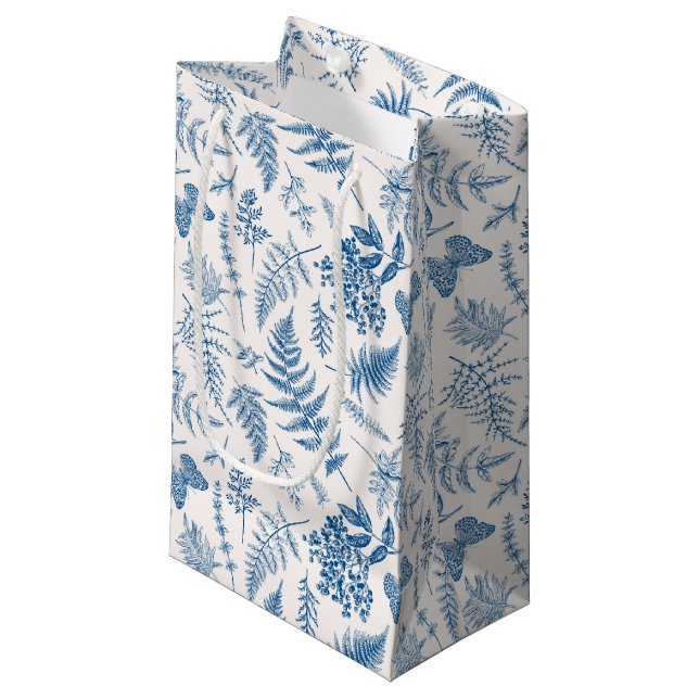 Petit Sac Cadeau Blue Garden Butterfly & Floral Garden Motif (Devant Angle)