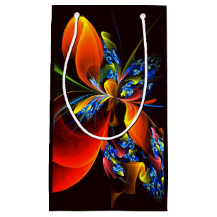 Petit Sac Cadeau Blue Orange Floral Moderne Art Abstrait Motif #03