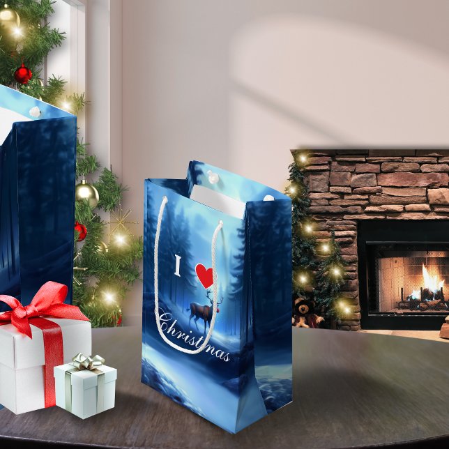 Petit Sac Cadeau Blue Reindeer Custom Christmas (Créateur téléchargé)