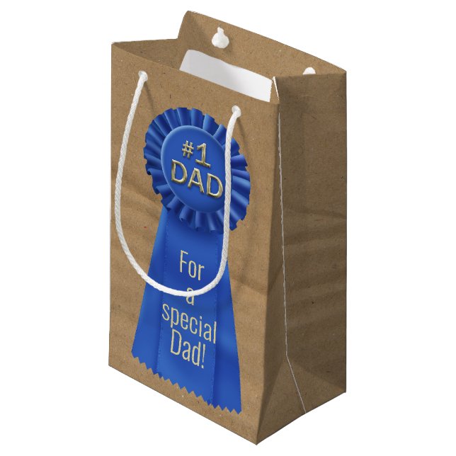 Petit Sac Cadeau Blue Ribbon Award pour papa (Devant Angle)