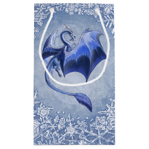 Petit Sac Cadeau Blue Winter Dragon Imaginaire Nature Art