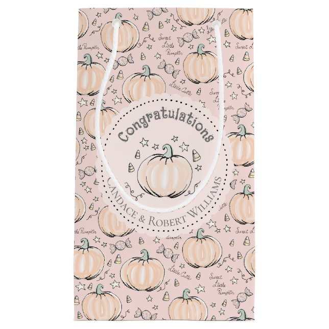 Petit Sac Cadeau Blush Pink Little Citrouille Baby Félicitations (Devant)