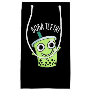 Petit Sac Cadeau Boba Teeth drôle Boba Tea Pun Dark BG