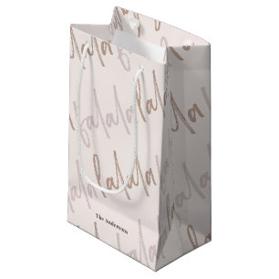 Petit Sac Cadeau Boho Falala Script rose et vacances Brown