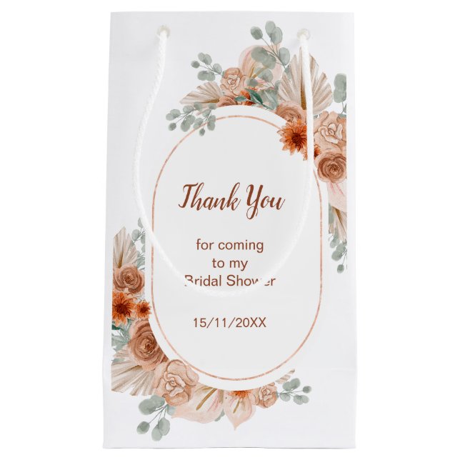 Petit Sac Cadeau Boho Terracotta Pampas Fête des mariées en herbe (Devant)