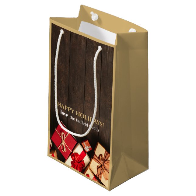 Petit Sac Cadeau Boîte cadeau rustique, Noël (Devant Angle)
