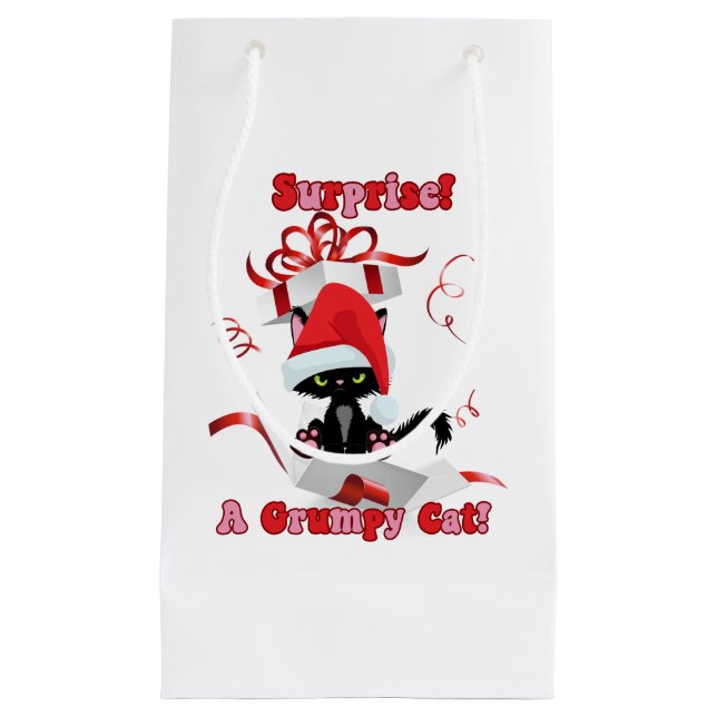 Petit Sac Cadeau Boîte de surprise de chat de Noël (Devant)