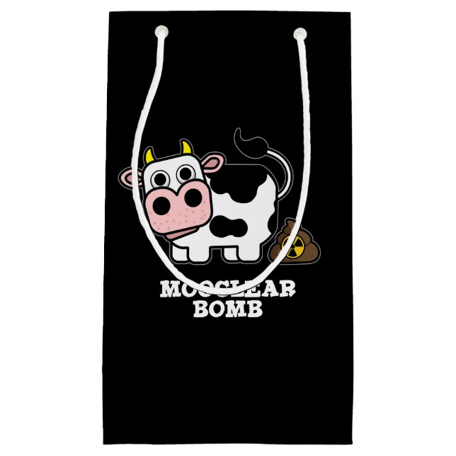 Petit Sac Cadeau Bombe Moocleaire Funny Cow Pun Dark BG (Devant)