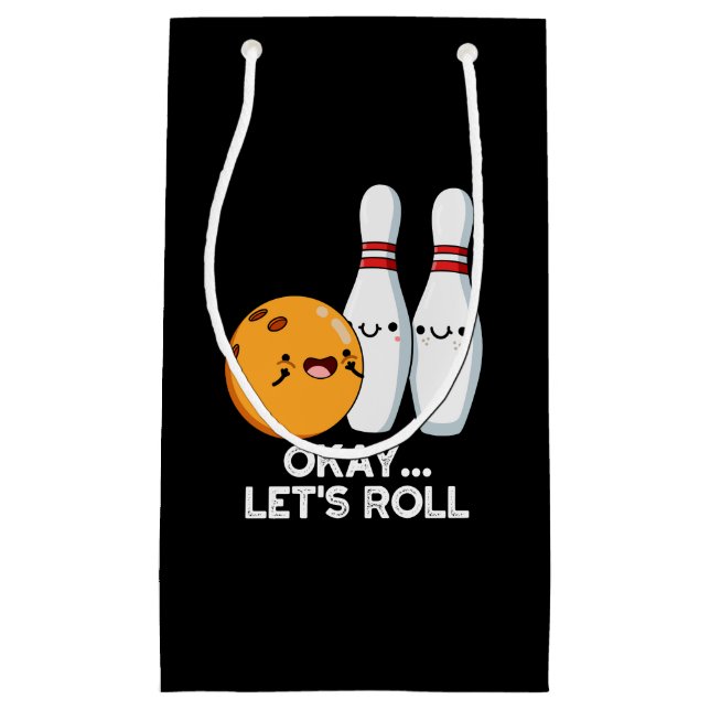 Petit Sac Cadeau Bon, Roulons Funny Bowling Pun Dark BG (Devant)