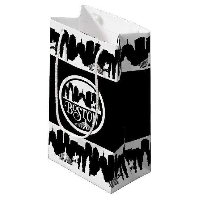 Petit Sac Cadeau Boston Skyline (Devant Angle)