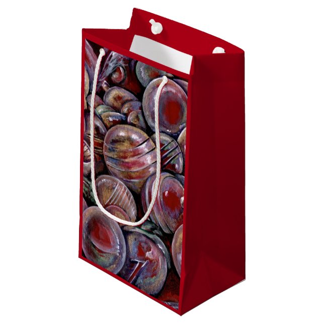 Petit Sac Cadeau Boules de Noël rouges (Devant Angle)