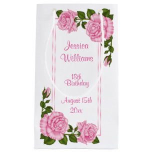 Petit Sac Cadeau Bouquets d'angle rose joli pour 18 ans