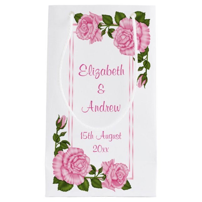Petit Sac Cadeau Bouquets de coin rose joli Mariage (Devant)