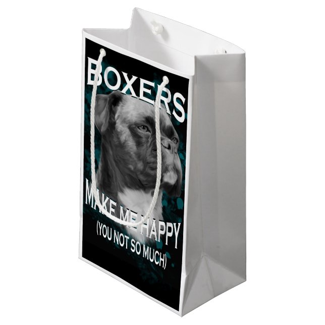 Petit Sac Cadeau Boxer Chien Amoureux des animaux Texte d'art (Devant Angle)
