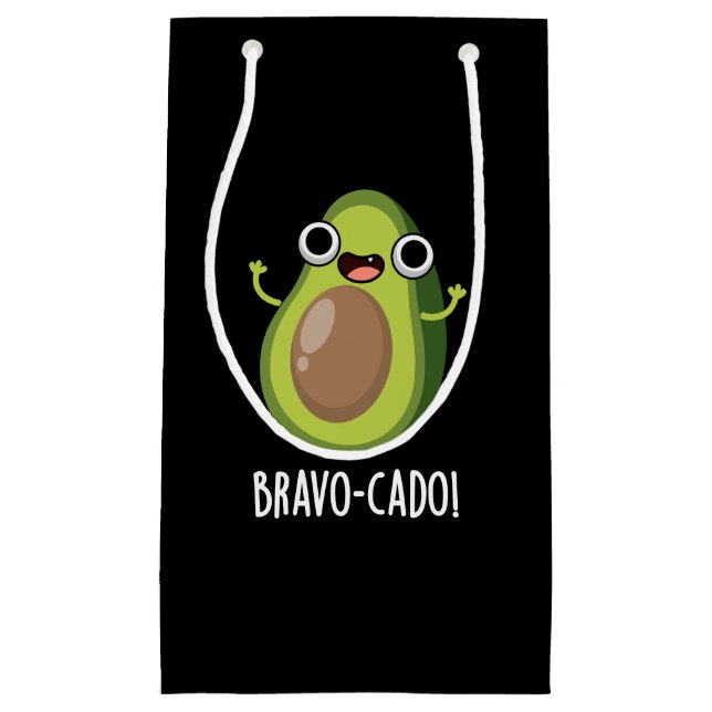 Petit Sac Cadeau Bravo-cado Funny Avocado Pun Dark BG (Devant)