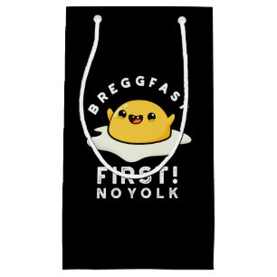 Petit Sac Cadeau Breggfast First No Yolk Funny Egg Pun Dark BG