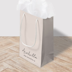 Petit Sac Cadeau Bridesmaid   Script minimaliste moderne rose pâle