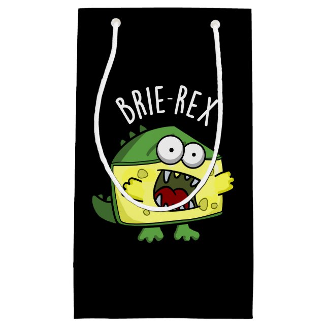 Petit Sac Cadeau Brie-rex Fromage drôle TRex Pun Dark BG (Devant)