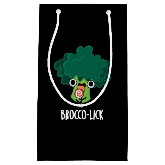 Petit Sac Cadeau Brocco-lick Funny Veggie Broccoli Pun Dark BG (Devant)