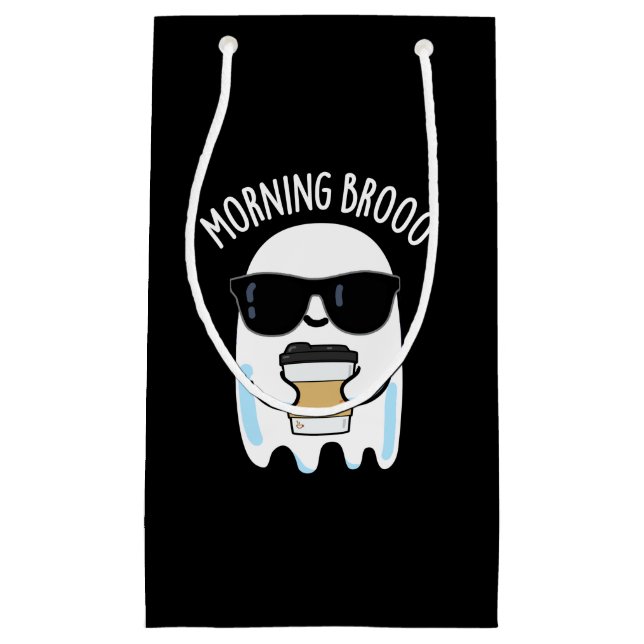 Petit Sac Cadeau Broo Matin Funny Ghost Coffee Pun Dark BG (Devant)