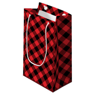 Petit Sac Cadeau Buffalo Plaid Red Black Check