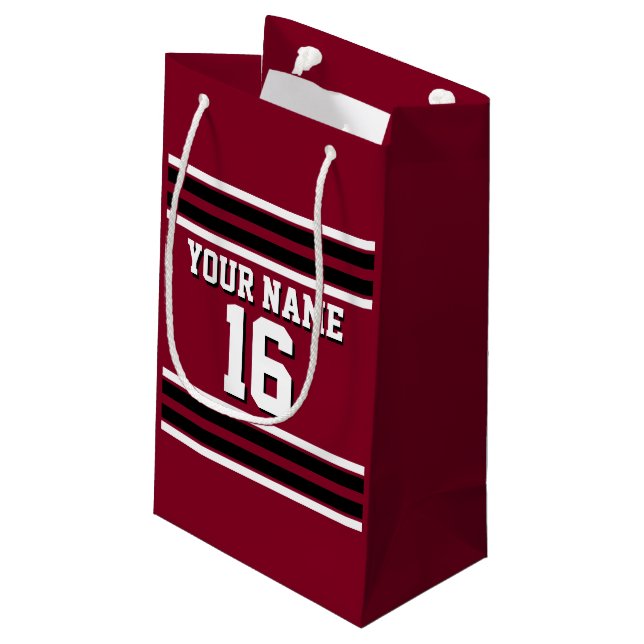 Petit Sac Cadeau Burgundy Black Wht Team Jersey Numéro personnalisé (Dos Angle)