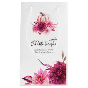 Petit Sac Cadeau Burgundy et Blush Automne Automne Citrouille Anniv