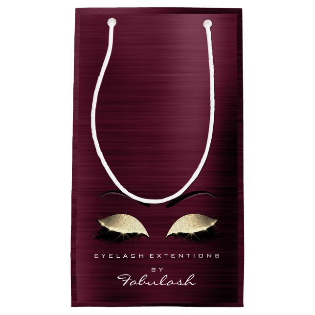 Petit Sac Cadeau Burgundy Gold Nom Parties scintillant Maquillage L (Devant)