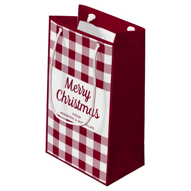 Petit Sac Cadeau Burgundy moderne Joyeux Noël (Dos Angle)