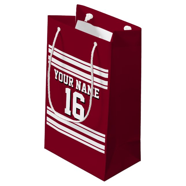 Petit Sac Cadeau Burgundy White Team Jersey Custom (Dos Angle)