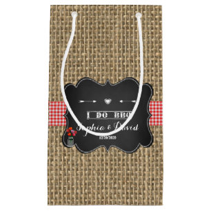 Petit Sac Cadeau Burlap En vichy et Chalkboard I DO BBQ Personnalis